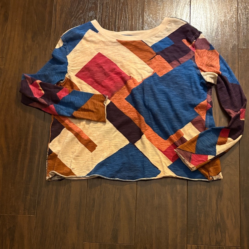 Maeve by Anthropologie Colorful Geometric Long Sleeve Top - size XXS